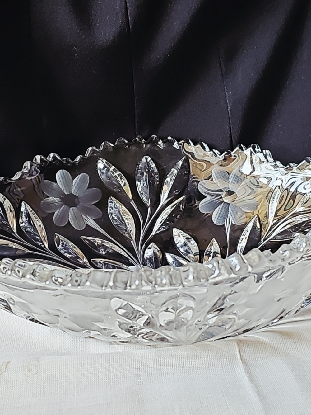 Vintage American Brilliant Period (ABP) Style Cut Crystal Oval Bowl